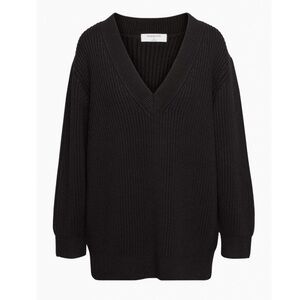 Aritzia Babaton Long Knit V-Neck Oversized Italian Merino Wool Sweater Size XXS
